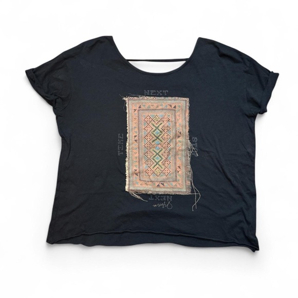 Insight Tops - Insight x PACSUN Washed Black Abstract Tribal Print Open Back Crop Top — Size 4